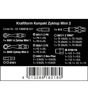 Wera Zyklop Mini Cırcır Lokma Bits Seti 2 05135918001