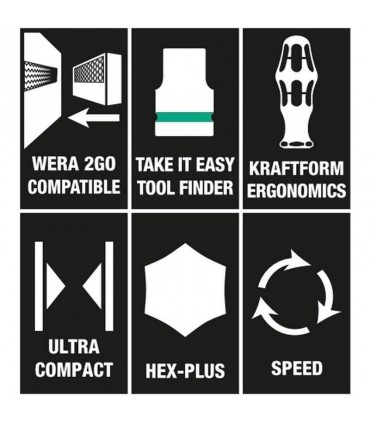 Wera Zyklop Speed KF Kompakt 1/4" Cırcır Lokma Bits Seti 26P 05051045001