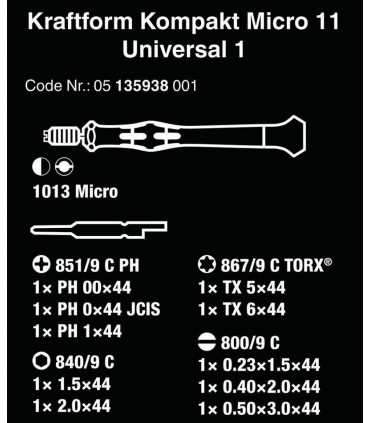 Wera Yarımay Hios Mikro Tornavida Bits Seti 05135938001
