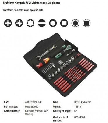 Wera W2 Tamir Seti Kraftform Kompakt 05135870001