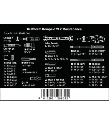 Wera W2 Tamir Seti Kraftform Kompakt 05135870001