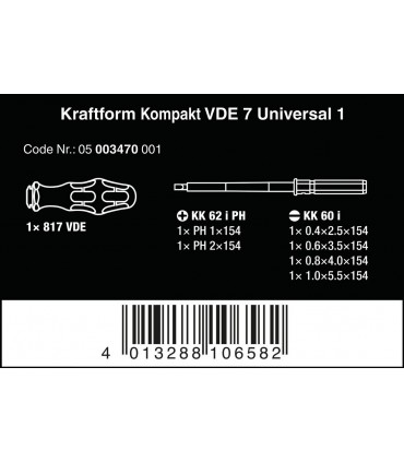 Wera VDE 7 KF Kompakt Elektrikçi Tornavida Seti U1 05003470001