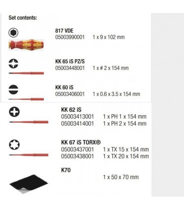 Wera VDE 7 KF Elektrikçi İnce Uçlu Tornavida Seti 05003475001