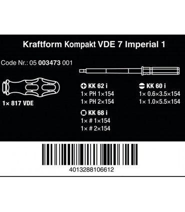Wera VDE 7 Elektrikçi Tornavida Seti Imperial 1 05003473001