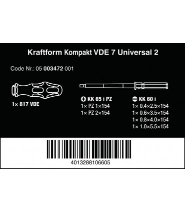 Wera KF Kompakt VDE 7 Elektrikçi Tornavida Seti U2 05003472001