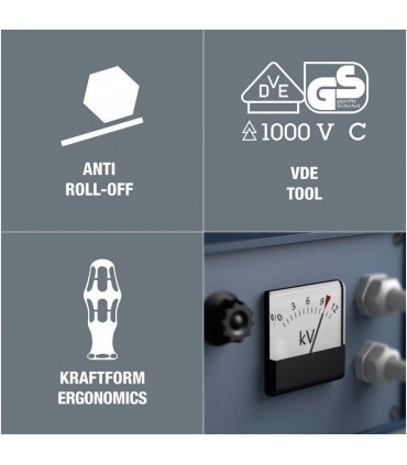 Wera VDE 17 KF Kompakt Elektrikçi Ekstra İnce Tornavida Seti 05136027001