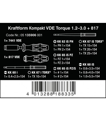 Wera VDE 16 Torklu Tornavida 1,2-3,0Nm İnce Uçlu Set 05135906001