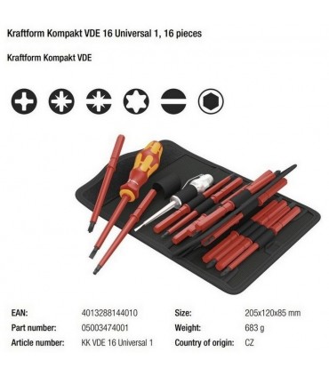 Wera VDE 16 KF Kompakt Elektrikçi Tornavida Seti 05003474001
