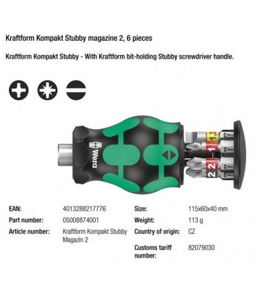 Wera Stubby Magazine Tornavida Bits Seti 2 05008874001
