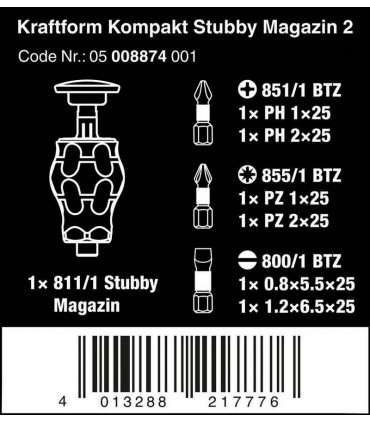 Wera Stubby Magazine Tornavida Bits Seti 2 05008874001