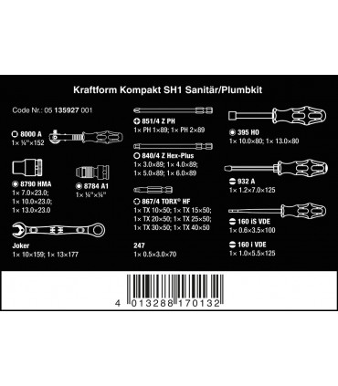 Wera SH1 Tesisatçı Tamir Alet Seti 05135927001