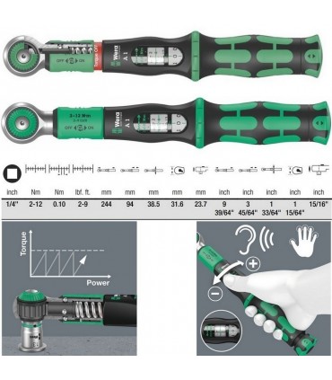 Wera Safe-Torque A1 Tork Anahtarı 2-12Nm Cırcır 1/4" Set Lokma 05075830001