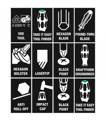 Wera Kraftform XXL3 Karışık Tornavida Set 11P 05347106001