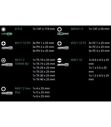 Wera Kraftform Kompakt 70 Tornavida Bits Seti 05057110001