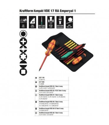 Wera KK VDE 17 RA 1 Geçmeli Uçlu Tornavida Set Emperyal 05006619001