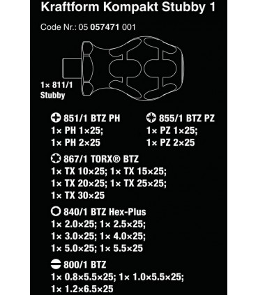 Wera KF Kompakt Stubby Tornavida Bits Seti 1 05057471001
