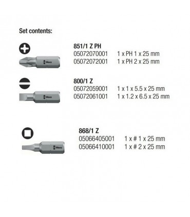 Wera KF Kompakt Stubby RA4 Tornavida Bits Seti 05008886001