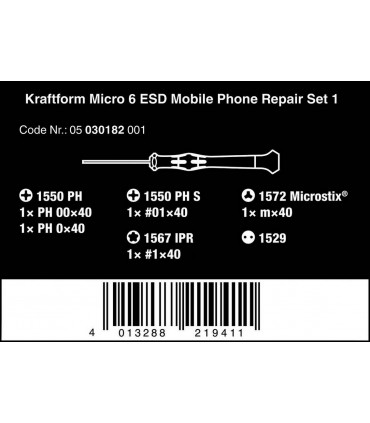Wera ESD Mikro 6 Telefon Tamir Tornavida Seti 05030182001