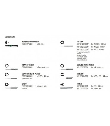 Wera Elektronikçi Mikro Tornavida Bits Seti Yarımay Hios 05073676001