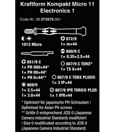 Wera Elektronikçi Mikro Tornavida Bits Seti Yarımay Hios 05073676001