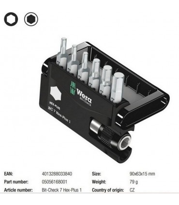 Wera Bit-Check 7 Universal 1 HexPlus Bits Seti 05056168001