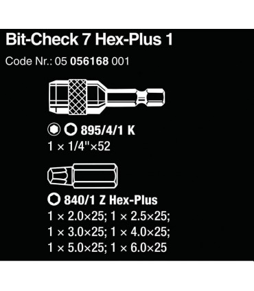 Wera Bit-Check 7 Universal 1 HexPlus Bits Seti 05056168001