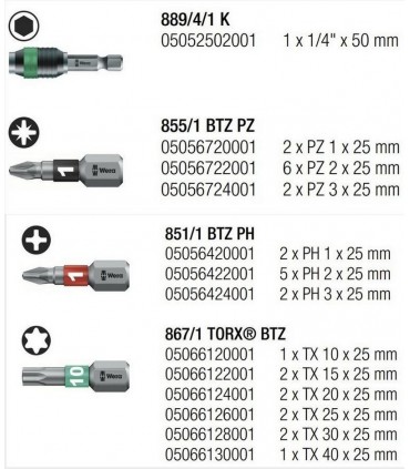 Wera Bits Seti Bitorsion 1 Bit-Check 30 05057430001