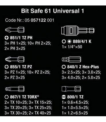 Wera Bit-Safe 61 Universal 1 Bits Seti 05057122001