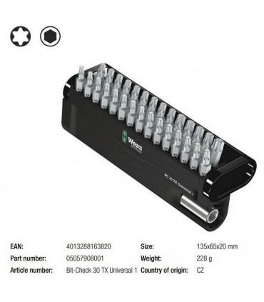 Wera Bit-Safe 30 Torx Bits Seti Universal 1 05057908001