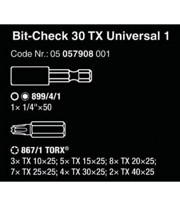Wera Bit-Safe 30 Torx Bits Seti Universal 1 05057908001