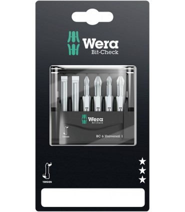 Wera Bit-Check 6 SB Universal 1 PZ/PH/SL Bits Seti 50mm 05073635001