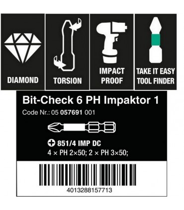 Wera Bit-Check 6 Impaktor Yıldız Bits Seti 1 05057691001