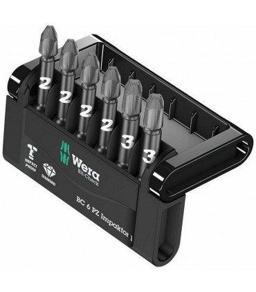 Wera Bit-Check 6 Impaktor Pozidriv Bits Seti 1 05057692001