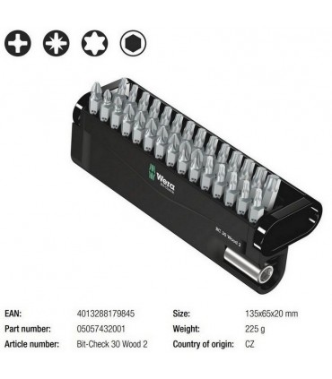 Wera Bit-Check 30 Mobilya 2 Bits Seti 05057432001