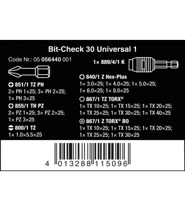 Wera Bit-Check 30 Bits Seti Universal1 05056440001