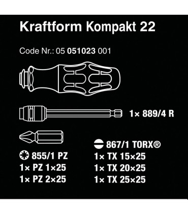 Wera Bit-Check 22 Tornavida Bits Seti 05051023001