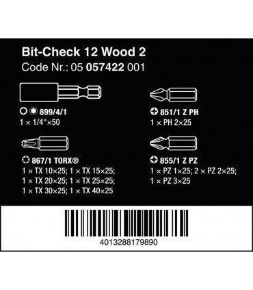 Wera Bit-Check 12 Mobilya 2 Bits Seti 05057422001