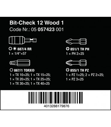 Wera Bit-Check 12 Mobilya 1 Bits Seti 05057423001
