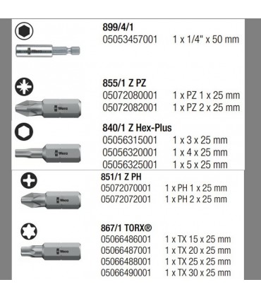 Wera Bit-Check 12 Metal 1 Bits Seti 05057424001
