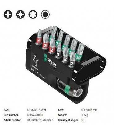 Wera Bit-Check 12 Bitorsion 1 Bits Seti 05057420001