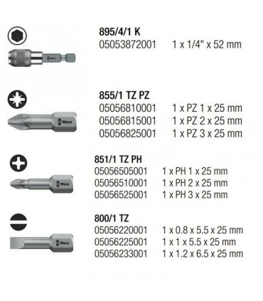 Wera Bit-Check 10 Universal 1 Torsion Bits Seti 05056161001