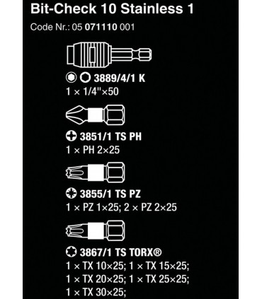 Wera Bit-Check 10 Stainless Bits Seti 1 05071110001