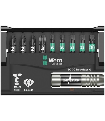 Wera Bit-Check 10 Impaktor Torx Pozidirv Bits Seti 4 05057417001