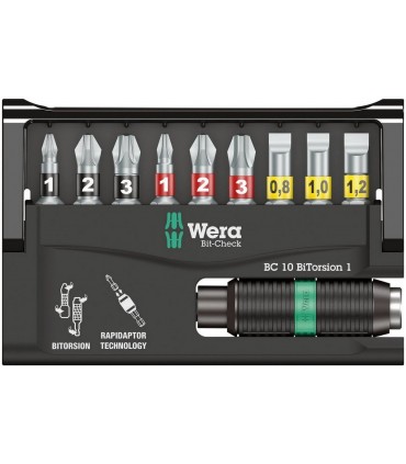 Wera Bit-Check 10 Bitorsion 1 Bits Seti 05056374001
