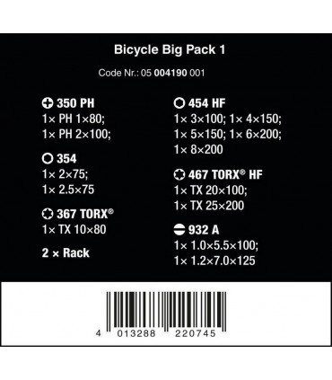 Wera Bisiklet Tamir Tornavida Seti 05004190001