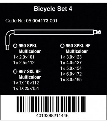Wera Bisiklet 4 HexPlus Torx Allen Anahtar Seti 9P 05004173001