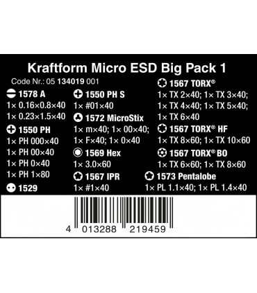 Wera Big Pack 1 ESD Elektronikçi Mikro Tornavida Seti 25P 05134019001