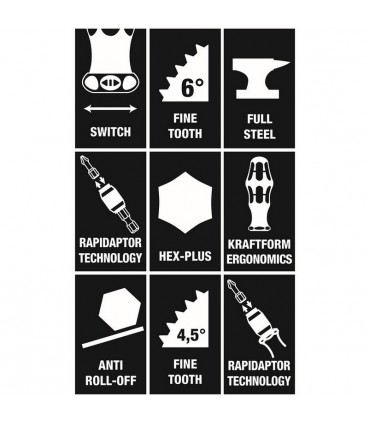 Wera 9752 Özel Kesim Sünger KK Bits Tutuculu Cırcırlı Tornavida Bits Set 1 28P 05150152001
