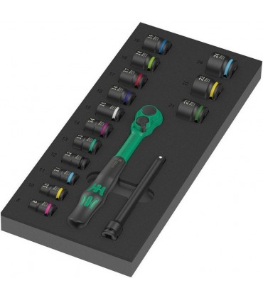 Wera 9724 Özel Kesim Sünger 8010B Zyklop Comfort 3/8" Cırcır Lokma Set 1 16P 05150114001