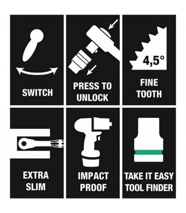 Wera 9724 Özel Kesim Sünger 8010B Zyklop Comfort 3/8" Cırcır Lokma Set 1 16P 05150114001